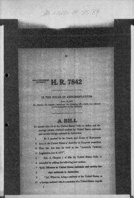 United States Congress, House of Representatives, Bill HR 7842 concerning criminal conduct in Ant...