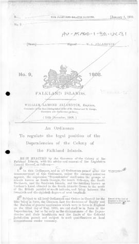 United Kingdom, Dependencies Ordinance, No 9, 1908