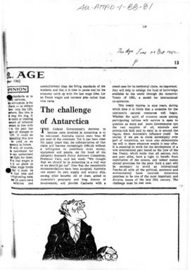 "The challenge of Antarctica" The Age