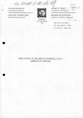 Twelfth Antarctic Treaty Consultative Meeting (Canberra) Working paper 24 Revision 1 "Final ...