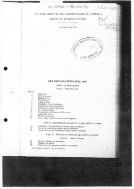 Australia, House of Representatives, Sea Installations Bill 1987, read a first time