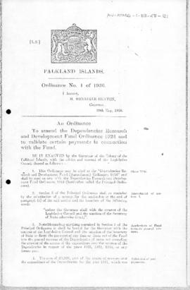 Falkland Islands, Ordinance, no 1 of 1936, Dependencies Research and Development Fund