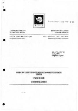 Twentieth Antarctic Treaty Consultative Meeting (Utrecht) Information paper 41 "Major initia...