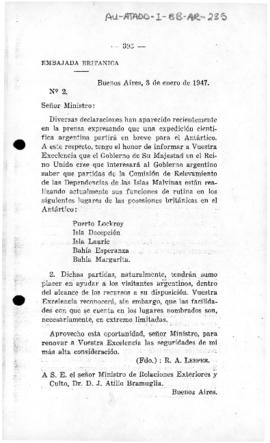 British note (no. 2) to Argentina giving notice of the presence of a Falkland (Malvinas) Islands ...