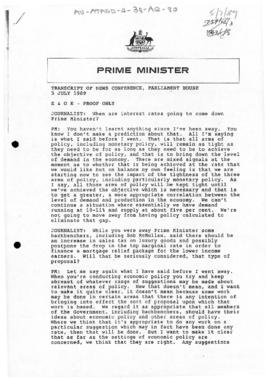 Australia, Prime Minister Bob Hawke, Transcript of News Conference, Parliament House, Canberra
