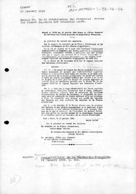 Decree no. 56-32 establishing the financial system for French Southern and Antarctic Lands