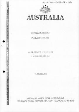 Australia, Department of Foreign Affairs, Australian Mission to the United Nations "Statemen...