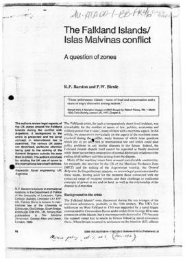 Barston and Birnie "The Falkland Islands/Islas Malvinas conflict: question of zones" Ma...