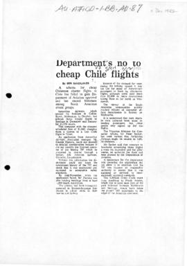 Sandilands, Ben "Department's no to cheap Chile flights" Sydney Morning Herald'