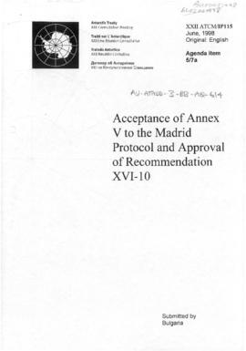 Twenty-second Antarctic Treaty Consultative Meeting (Tromsø) Information paper 115 "Acceptan...