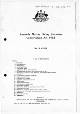Australia, Antarctic Marine Living Resources Conservation Act 1981