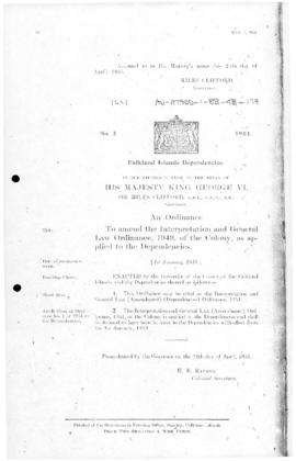 Falkland Islands Dependencies, Interpretation and General Law Ordinance, no 2 of 1951