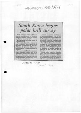 Press articles concerning South Korean krill survey and accession to the Antarctic Treaty