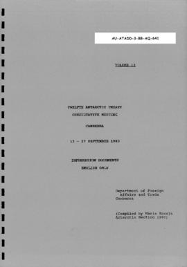 Twelfth Antarctic Treaty Consultative Meeting (Canberra), documents Volume II