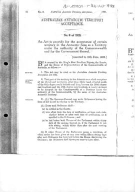 Australian Antarctic Territory Acceptance Act, no 8 of 1933