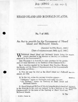 Australia, Heard Island and McDonald Islands Act 1953