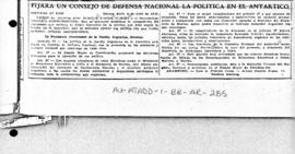 Decree no. 6,040  entrusting Argentine Antarctic policy to a National Defence Council and transfe...