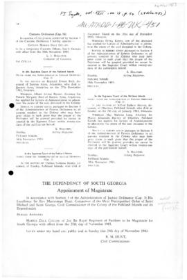 United Kingdom, Dependency of South Georgia, Appointment of Magistrates 1983 and 1984