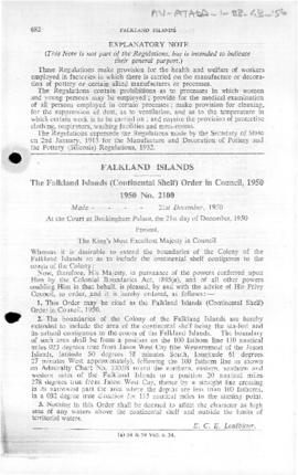 Falkland Islands (Continental Shelf) Order in Council, no 2100 of 1950
