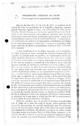 Argentina and Chile, Declaration of Salta concerning the Beagle Channel