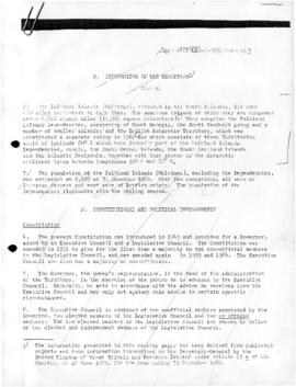 Report of a United Nations committee defining the Falkland (Malvinas) Islands as including territ...