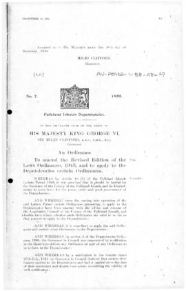 Falkland Islands Dependencies, Revised Edition of the Laws (Amendment) (Dependencies) Ordinance, ...