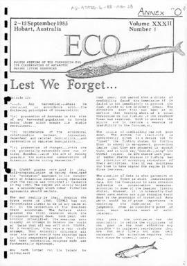 Antarctic and Southern Ocean Coalition, Eco "Lest we forget" (Eco Volume XXXII Number 1...