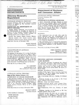 Commonwealth of Australia Gazette, Termination of Deputy Coroners for Australian Antarctic Territory