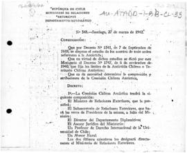 Decree no. 548 establishing the composition and functions of the Chilean Antarctic Commission