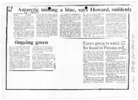 Peake, Ross "Antarctic mining a blue, says Howard, suddenly tingeing green" The Age