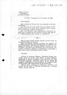 Decree no. 1,747 declaring the limits of the Chilean Antarctic Territory
