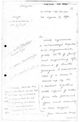 British Foreign Office letter to Colonial Office concerning licenses for South Georgia