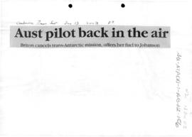 Press article "Aust pilot back in the air" Canberra Times