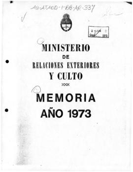 Argentina, Ministry of Foreign Affairs and Worship, Memoria 1973