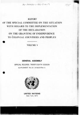 United Nations General Assembly, 28th Session, report concerning independence for colonial countr...