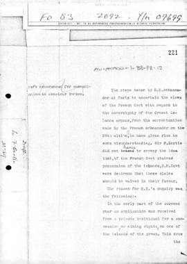 British memorandum to France explaining the British wish to clarify French intentions with regard...