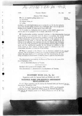 Tasmania Statutory Rules 1978, National Parks and Reserves Amendment Regulations 1978