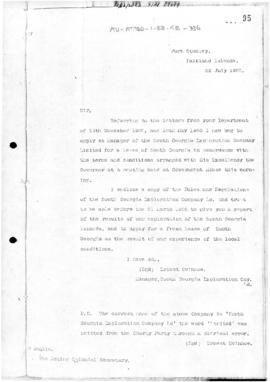 Letter concerning lease of South Georgia for sealing and mining