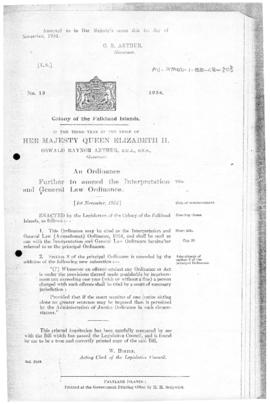 Falkland Islands, Interpretation and General Law (Amendment) Ordinance, no 15 of 1954