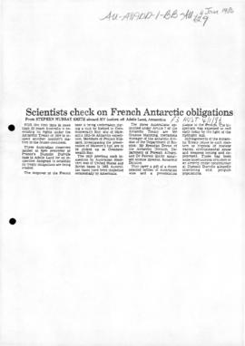 Smith, Stephen Murray "Scientists check on French Antarctic obligations" Australian