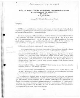 Chilean note to Argentina regarding Beagle Channel dispute