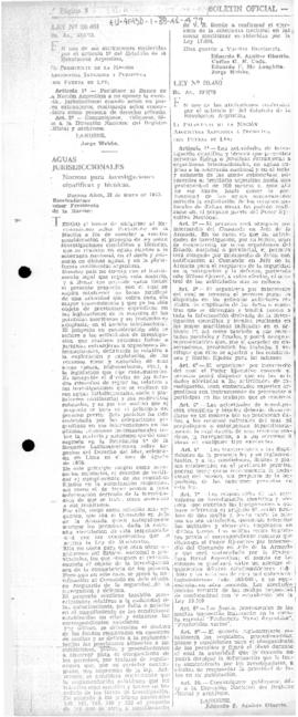 Law no. 20,489 concerning foreign scientific and technical research in Argentine territorial wate...