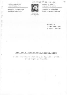 Twelfth Antarctic Treaty Consultative Meeting (Canberra) Working paper 14 "Sites of Special ...