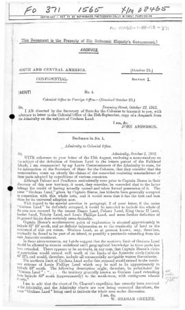 Admiralty letter to the British Colonial Office concerning definition of Graham Land