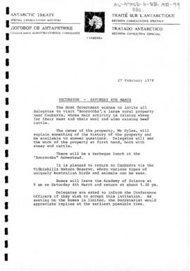 Second Special Antarctic Treaty Consultative Meeting, First Session (Canberra) Non-papers "E...