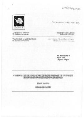 Twentieth Antarctic Treaty Consultative Meeting (Utrecht) Information paper 79 "Conservation...