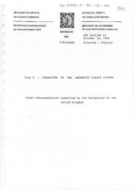 Thirteenth Antarctic Treaty Consultative Meeting (Brussels) Working paper 22 "Operation of t...