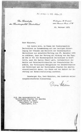 Federal Republic of Germany, note concerning application of the Antarctic Treaty to West Berlin
