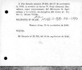 Argentina, Decree no. 29,610 replacing the representative of the Ministry of Agriculture on the N...
