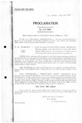 Falkland Islands, Proclamation under the Place-names Ordinance, no 3 of 1964